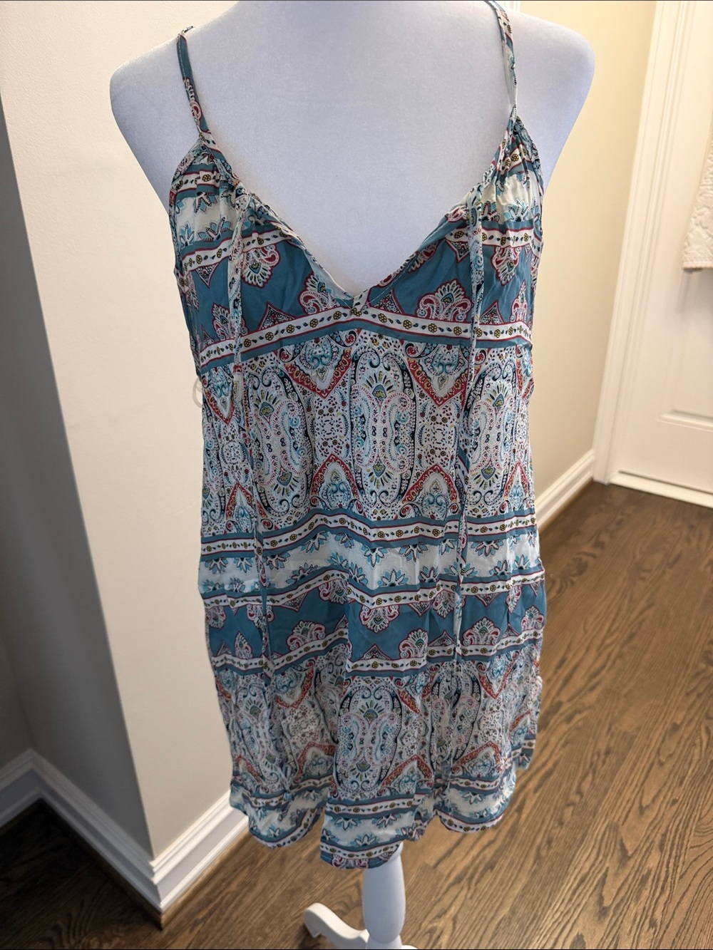 Machine Teal Paisley Spaghetti Strap Camisole